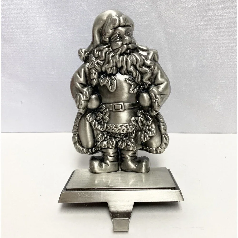 Santa Claus Stocking‎ holder Silver Metal Farmhouse Christmas - Picture 2 of 10